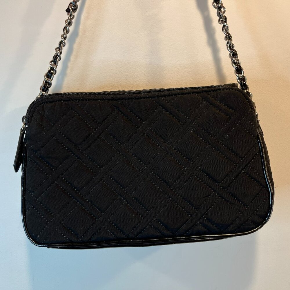 Vera Bradley Quilted Black Shoulder Bag with Leaf Lining - EUC - Picture 6 of 7